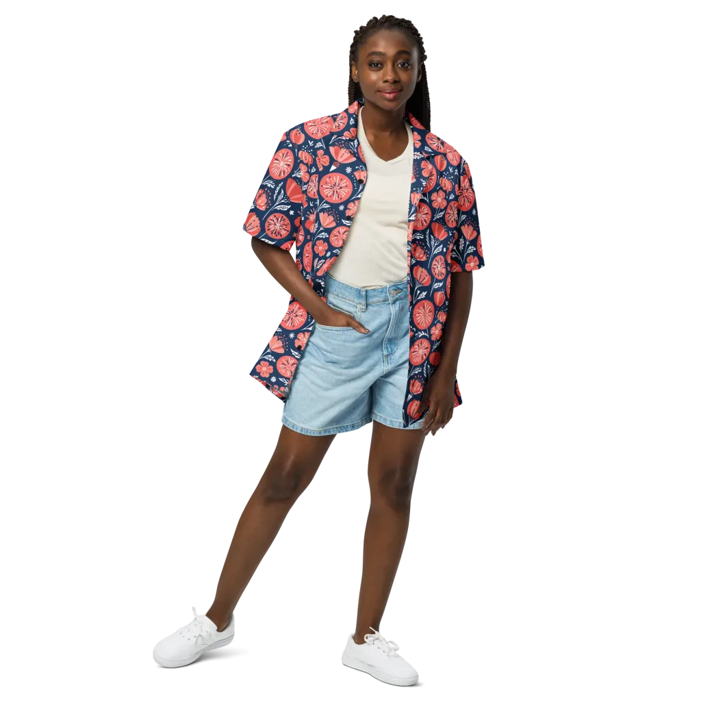 Midnight Bloom on Button Shirt — Front