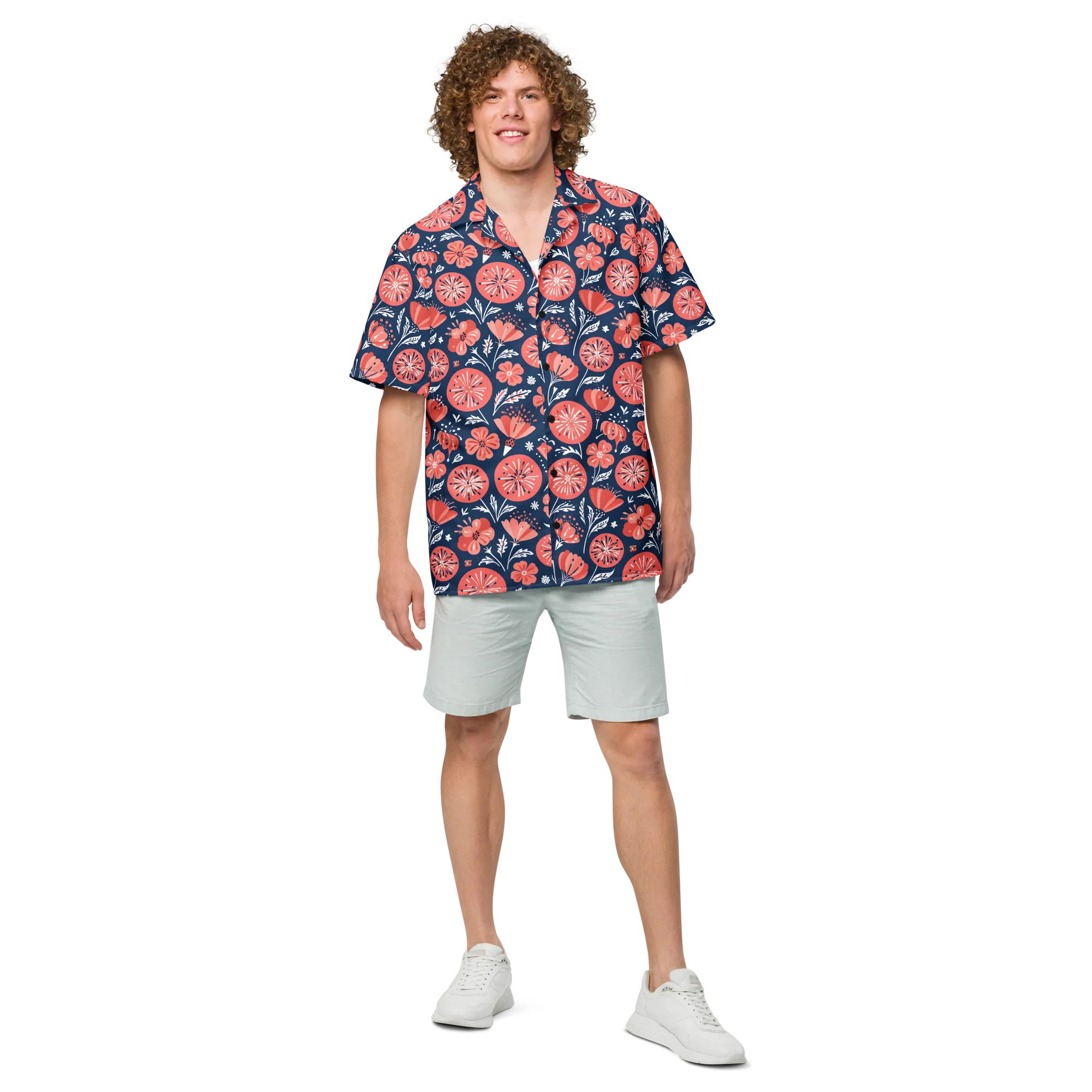 Midnight Bloom on Button Shirt — Front