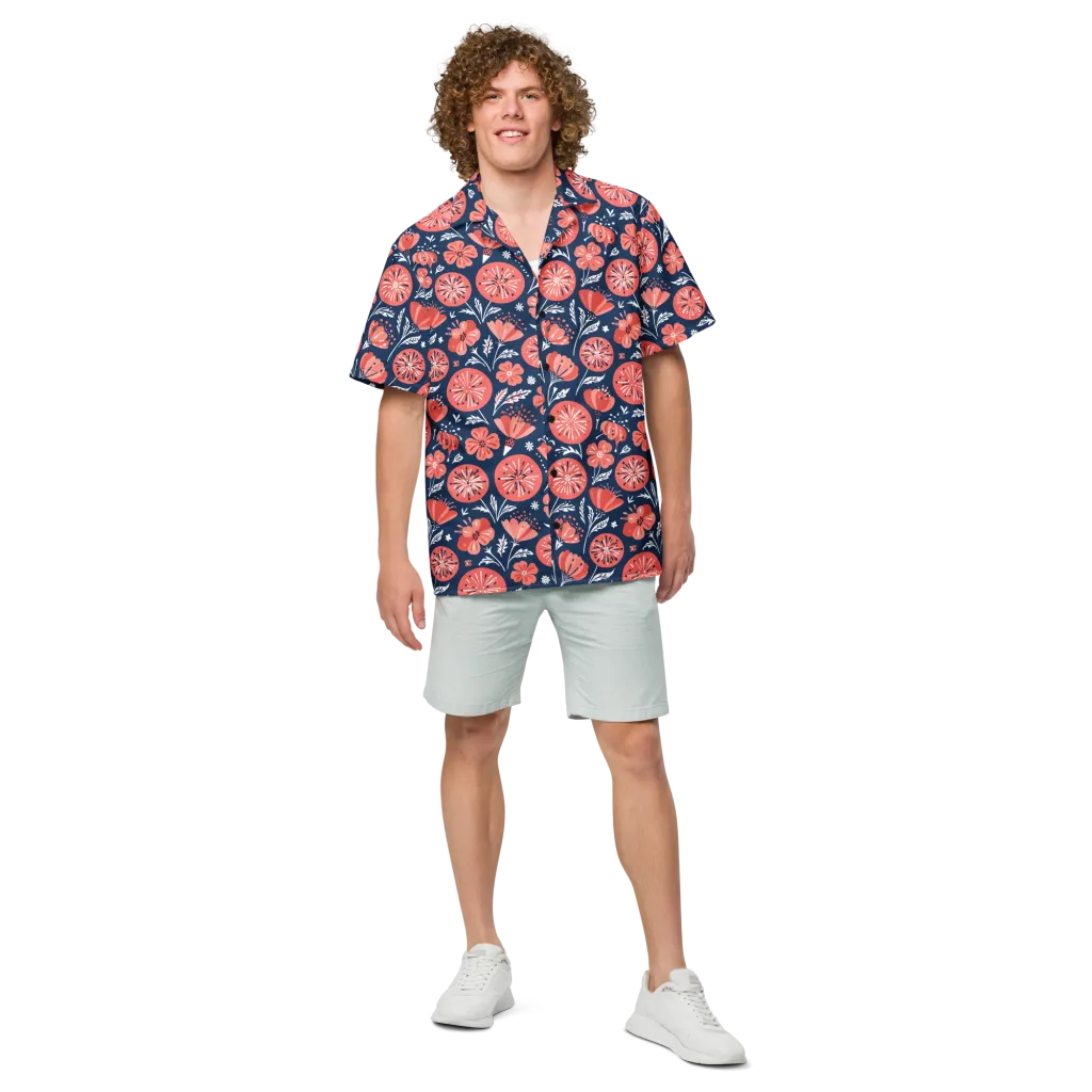 Midnight Bloom on Button Shirt — Front