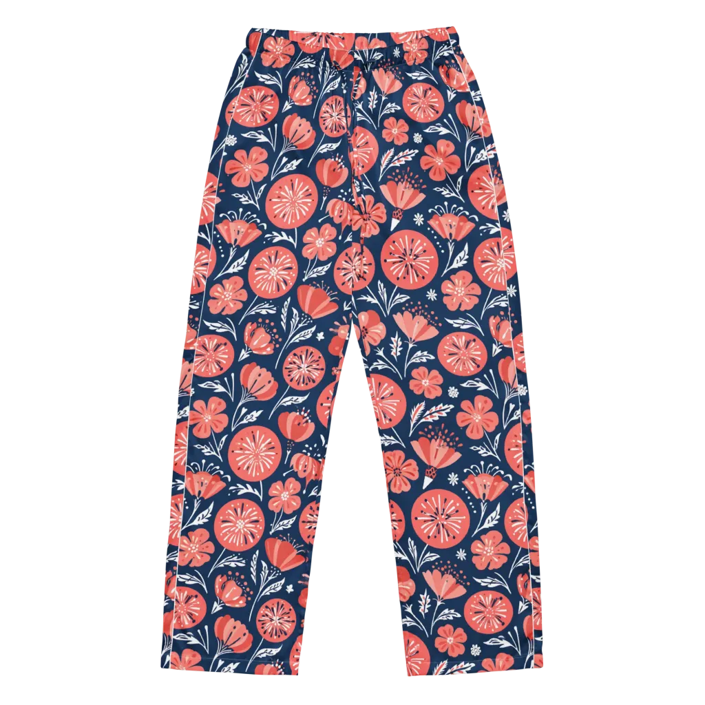Midnight Bloom on Women's Pajama Pants — Front