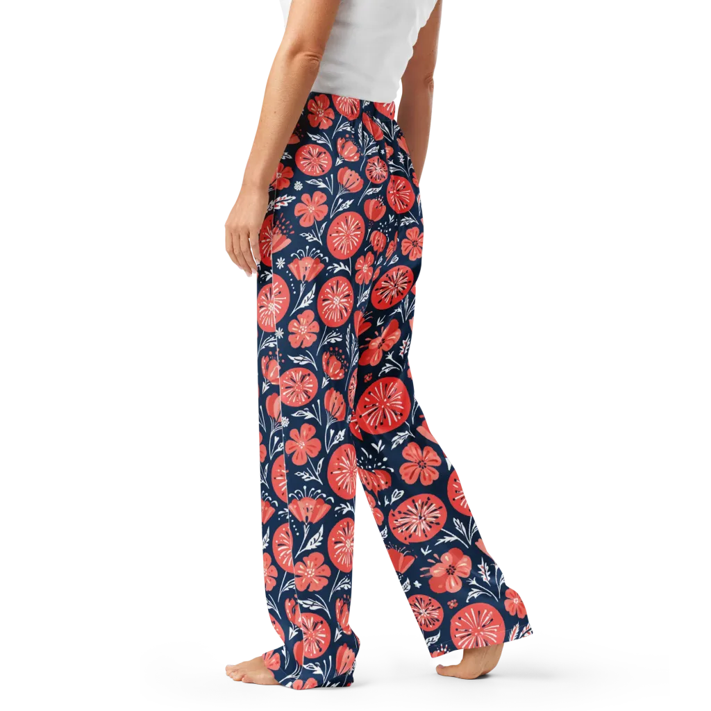 Midnight Bloom on Women's Pajama Pants — Left