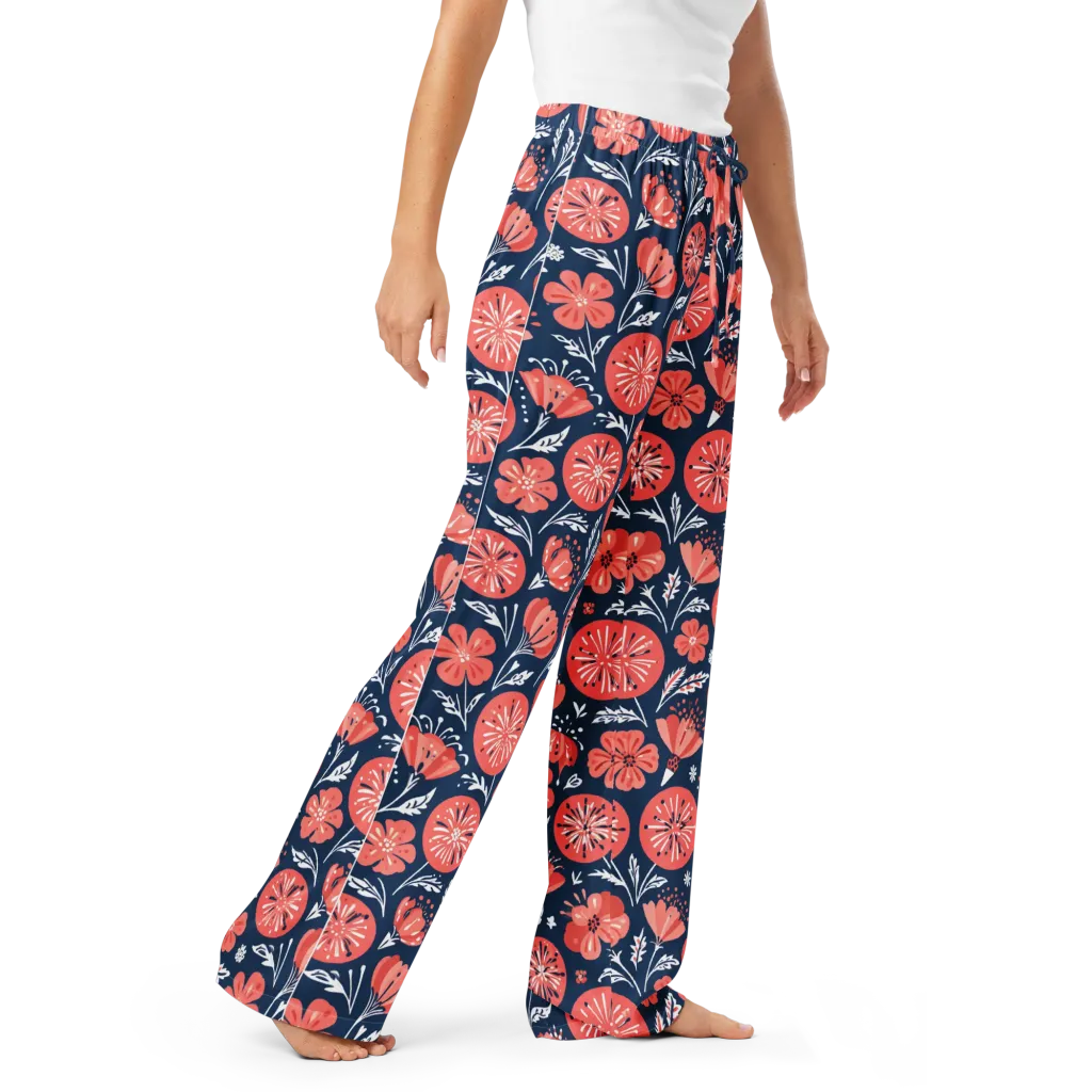 Midnight Bloom on Women's Pajama Pants — Right Front