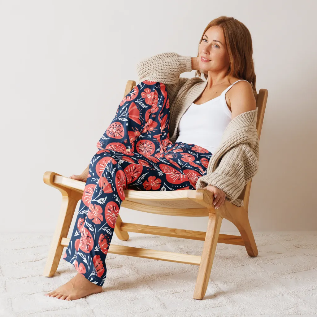 Midnight Bloom on Women's Pajama Pants — Front