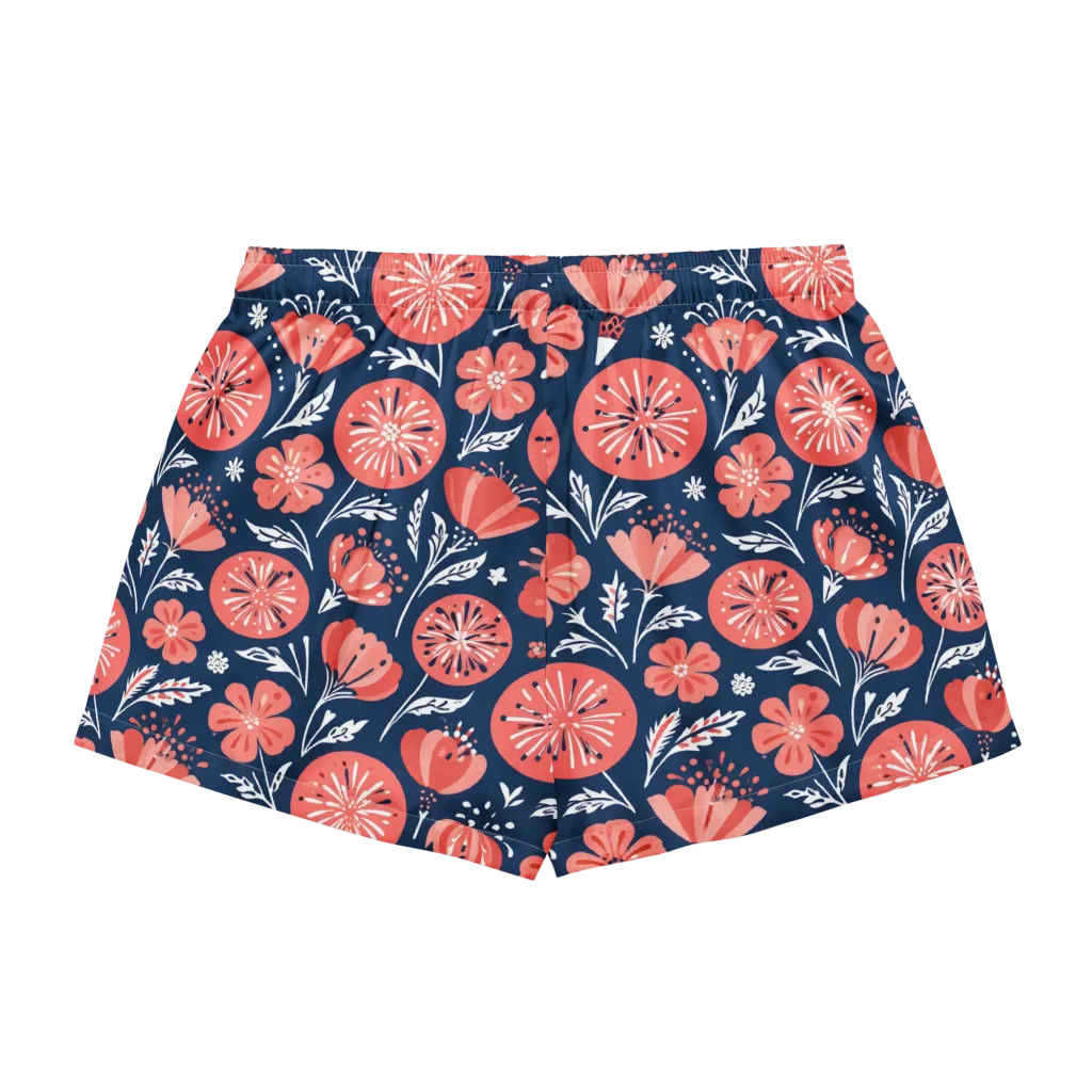 Midnight Bloom on Women's Pajama Shorts — Back