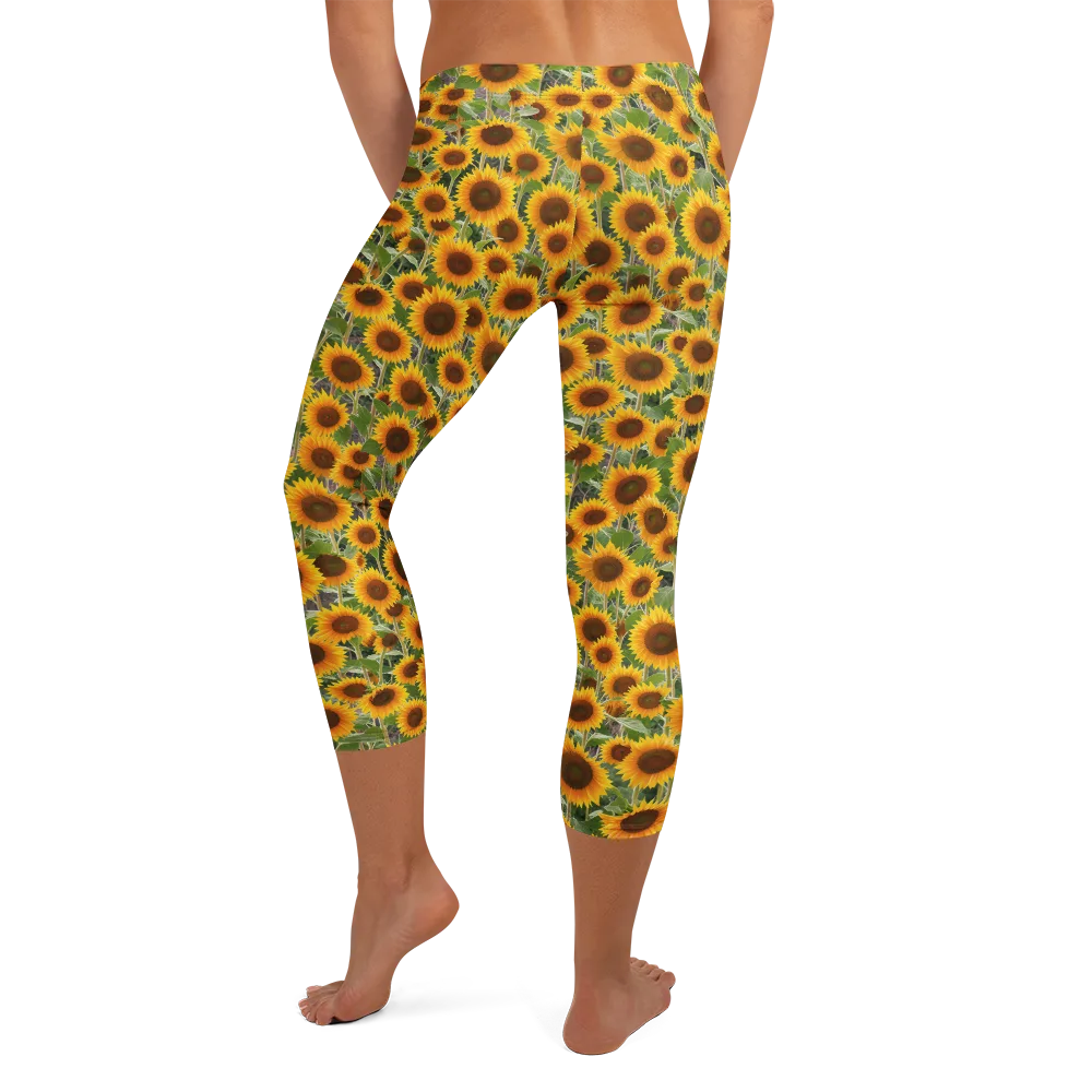 Golden Bloom on Capri Leggings — Back