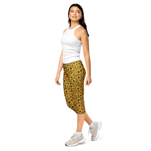 Golden Bloom on a Capri Leggings