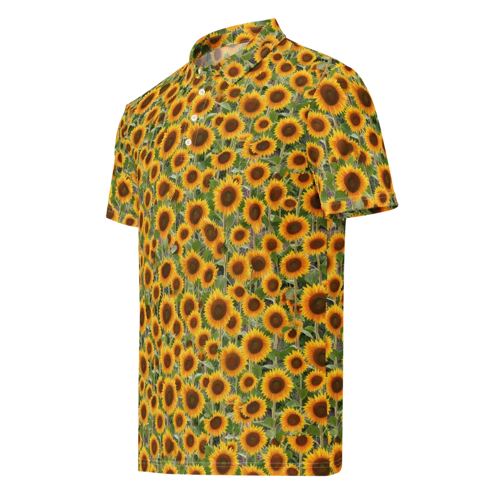 Golden Bloom on Men's Slim Fit Polo Shirt — Left Front
