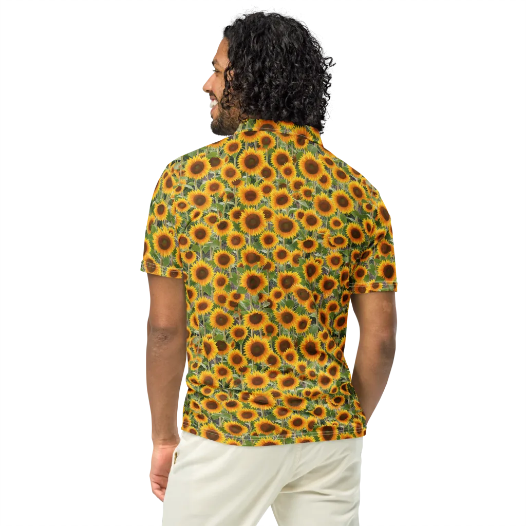 Golden Bloom on Men's Slim Fit Polo Shirt — Back