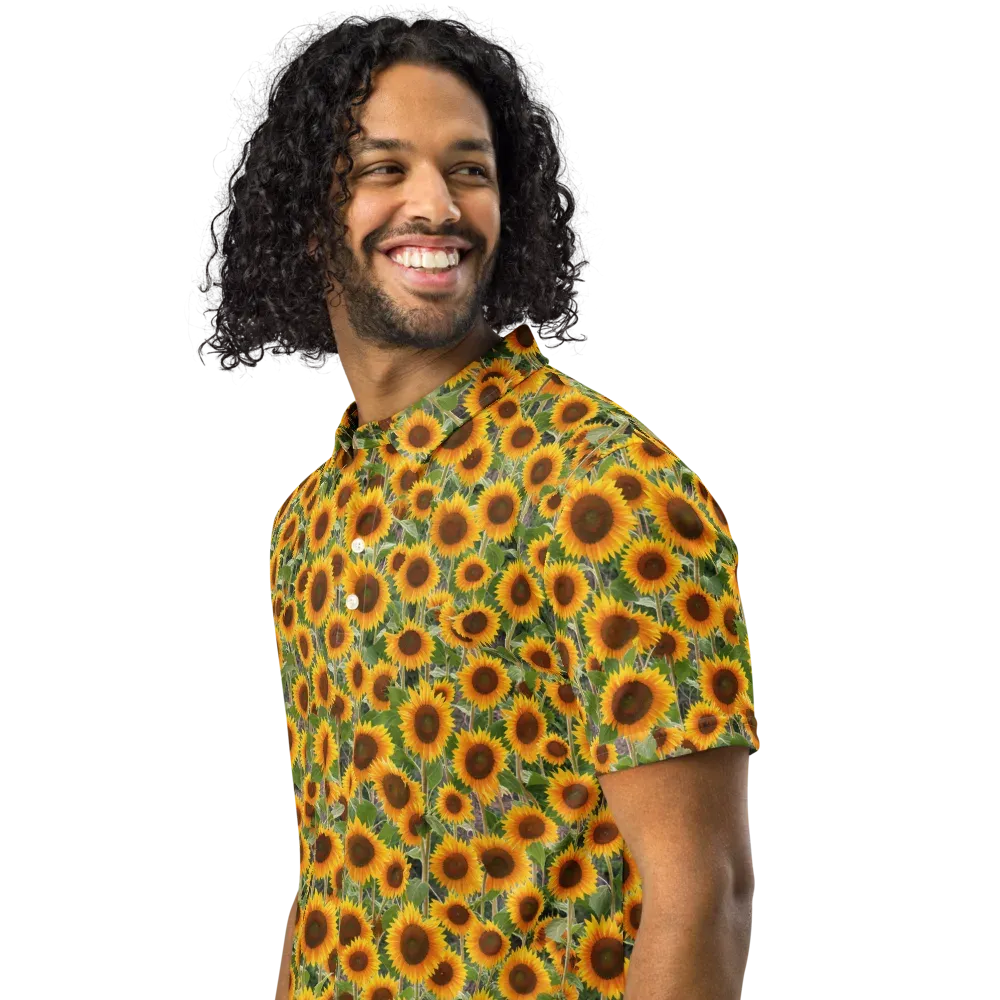 Golden Bloom on Men's Slim Fit Polo Shirt — Left Front