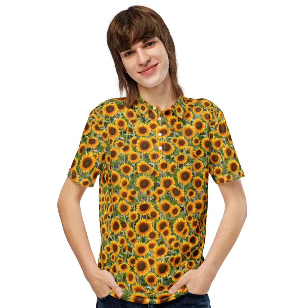 Golden Bloom on Men's Slim Fit Polo Shirt — Front