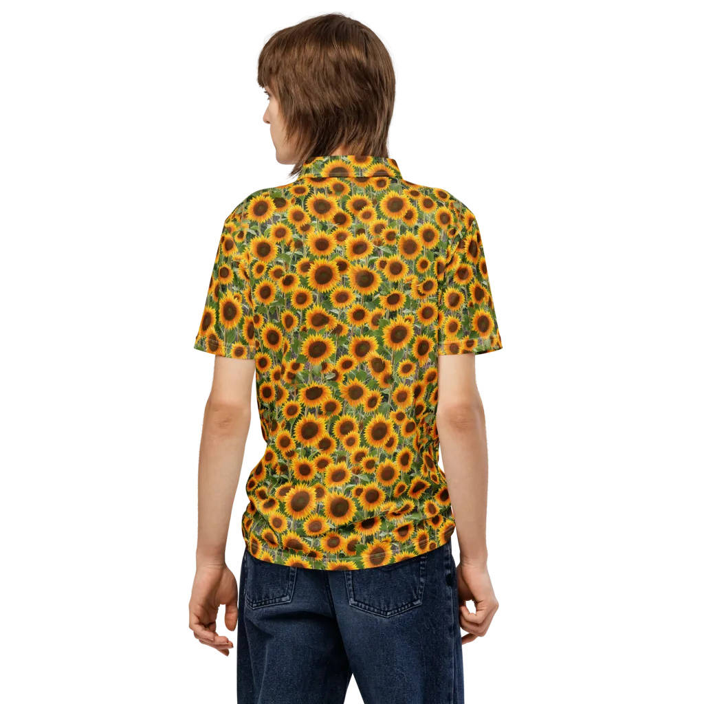 Golden Bloom on Men's Slim Fit Polo Shirt — Back