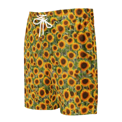 Golden Bloom on a Men's Board Shorts