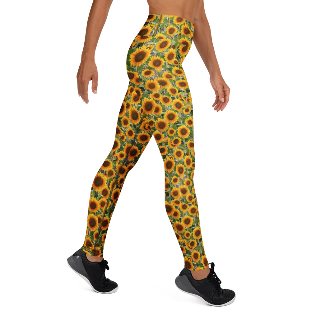 Golden Bloom on Yoga Leggings — Right