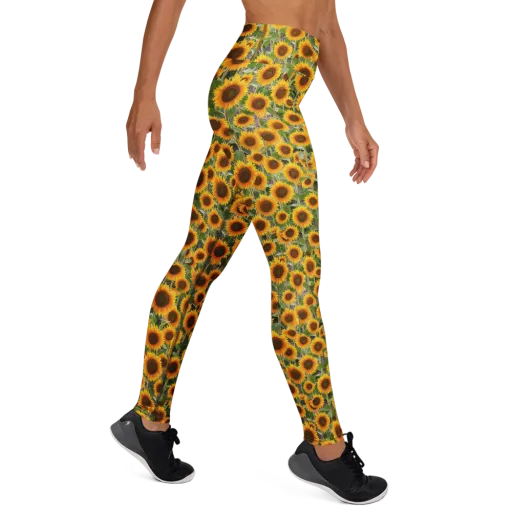 Golden Bloom on a Yoga Leggings