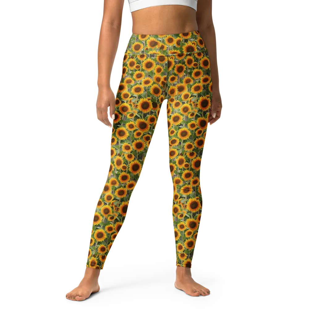 Golden Bloom on Yoga Leggings — Front
