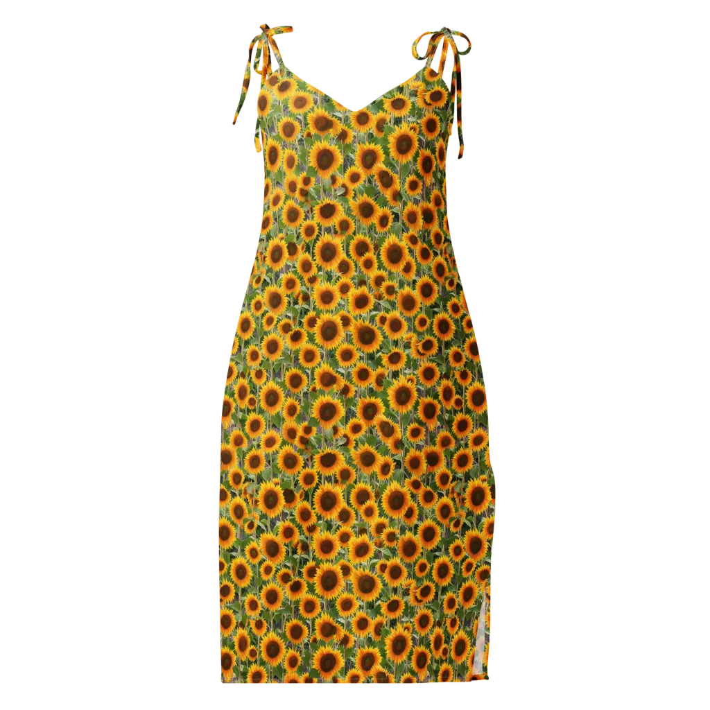 Golden Bloom on Slip Dress — Front