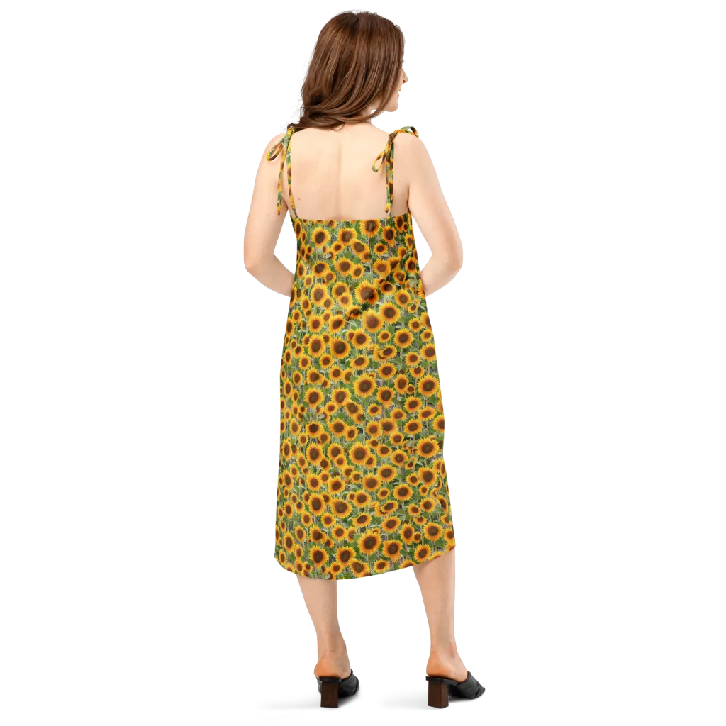Golden Bloom on Slip Dress — Back