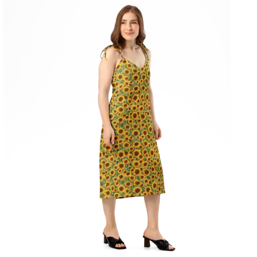 Golden Bloom on a Slip Dress