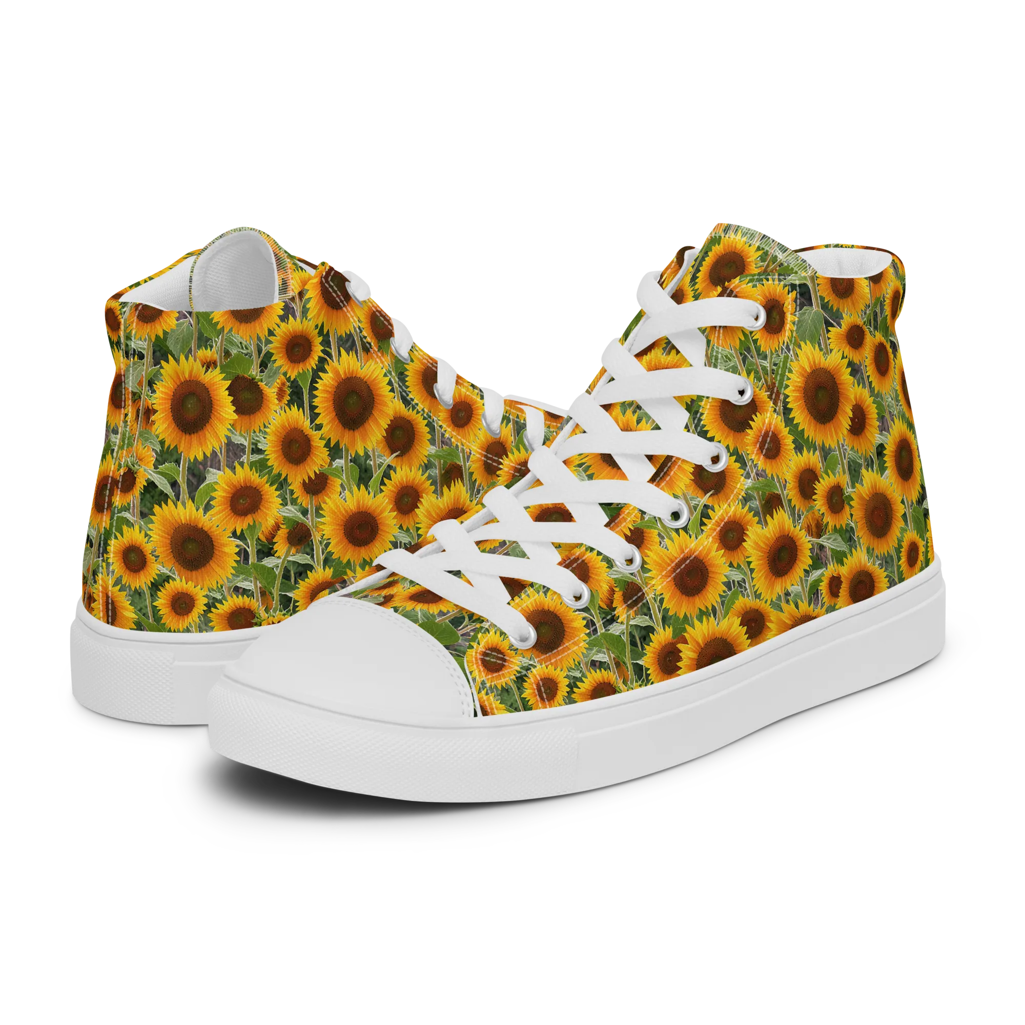 Golden Bloom on Men's High Top Canvas Shoes — Left