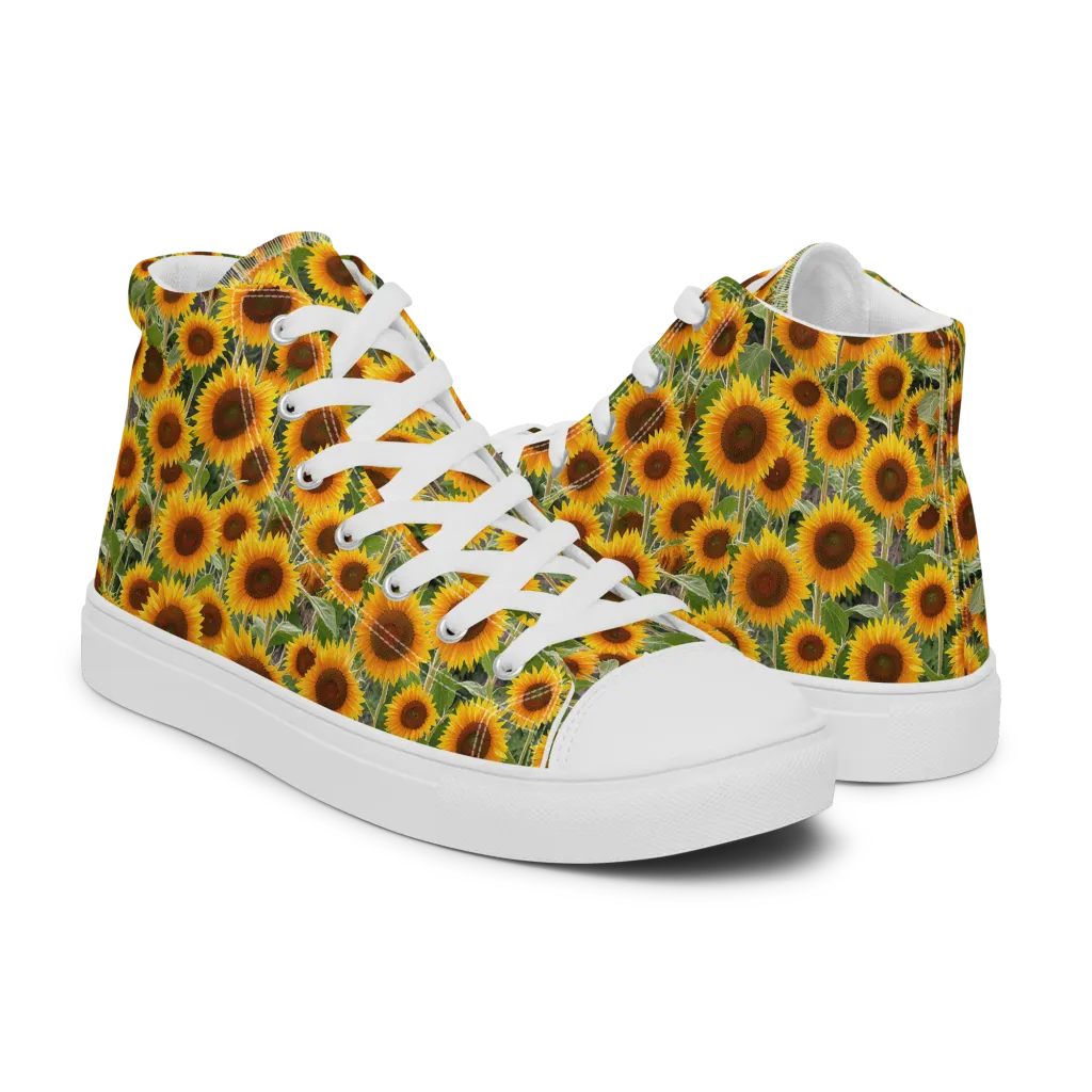 Golden Bloom on Men's High Top Canvas Shoes — Right