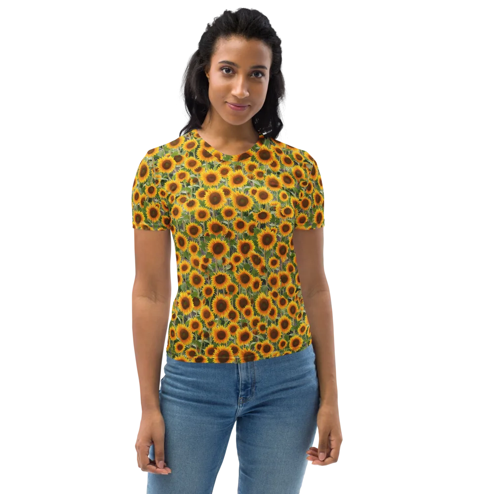 Golden Bloom on Women's Crew Neck T-Shirt — Front