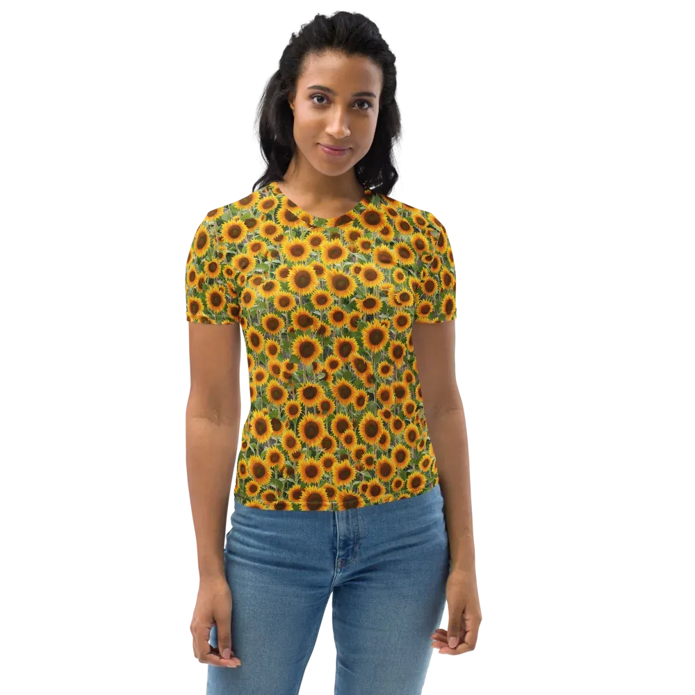 Golden Bloom on Women's Crew Neck T-Shirt — Front