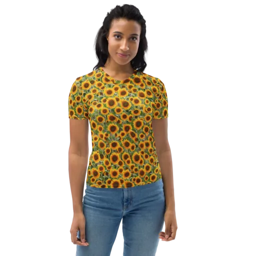 Golden Bloom on a Women's Crew Neck T-Shirt