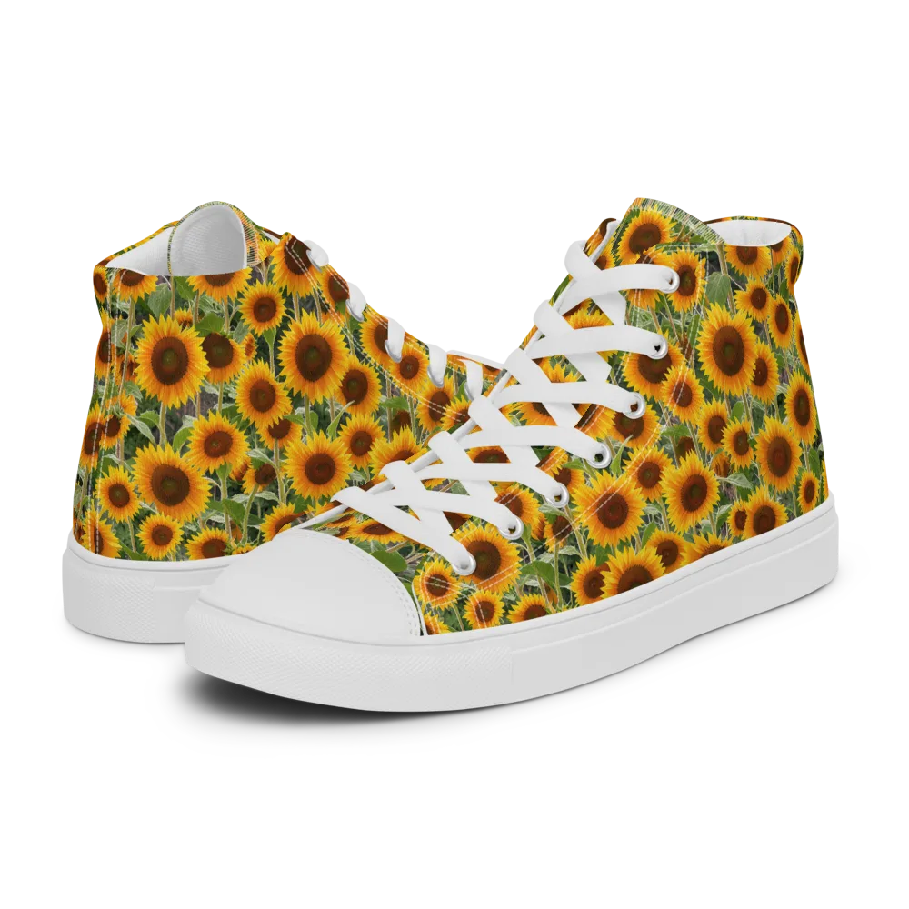 Golden Bloom on Women's High Top Canvas Shoes — Left