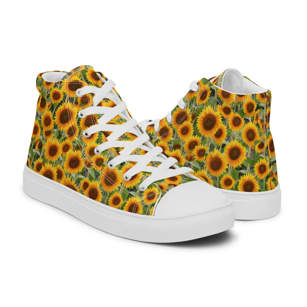Golden Bloom on Women's High Top Canvas Shoes — Right
