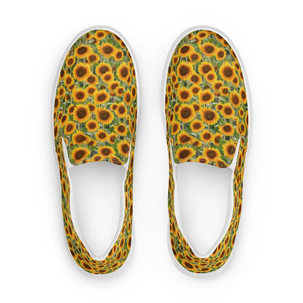 Golden Bloom on Men's Slip-On Canvas Shoes — Front
