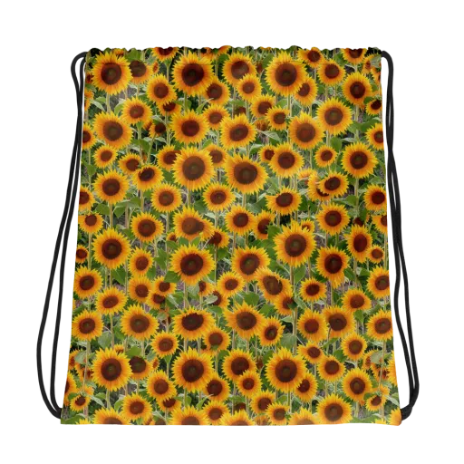 Golden Bloom on a Drawstring Bag
