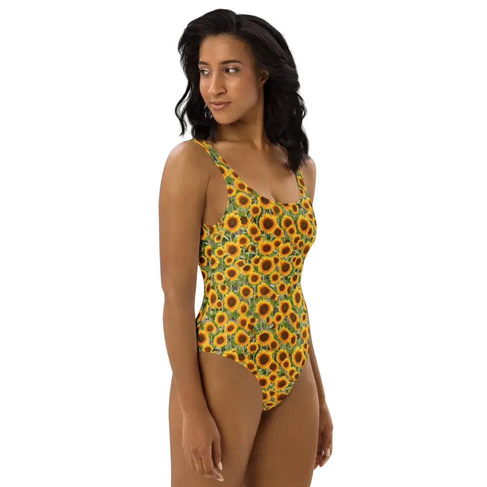 Golden Bloom on One-Piece Swimsuit — Right