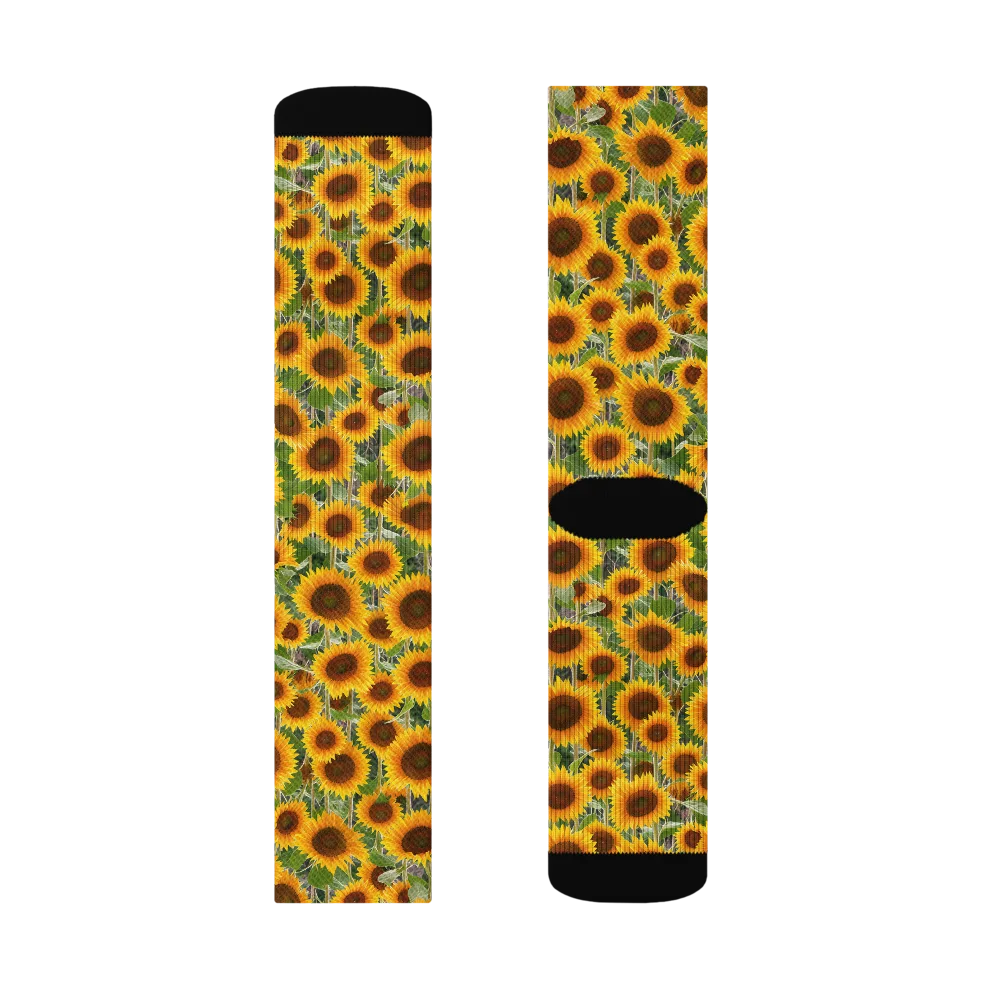 Golden Bloom on Socks — Right Sock