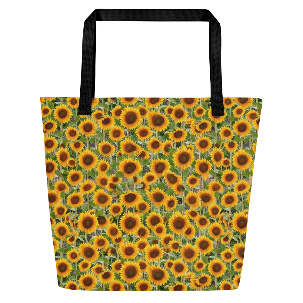 Golden Bloom on Large Tote Bag W/ Pocket — Front