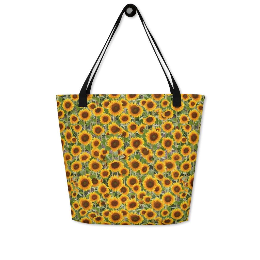 Golden Bloom on Large Tote Bag W/ Pocket — Front