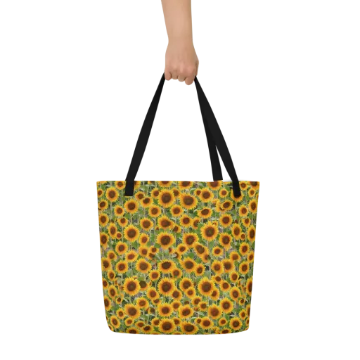 Golden Bloom on a Large Tote Bag W/ Pocket