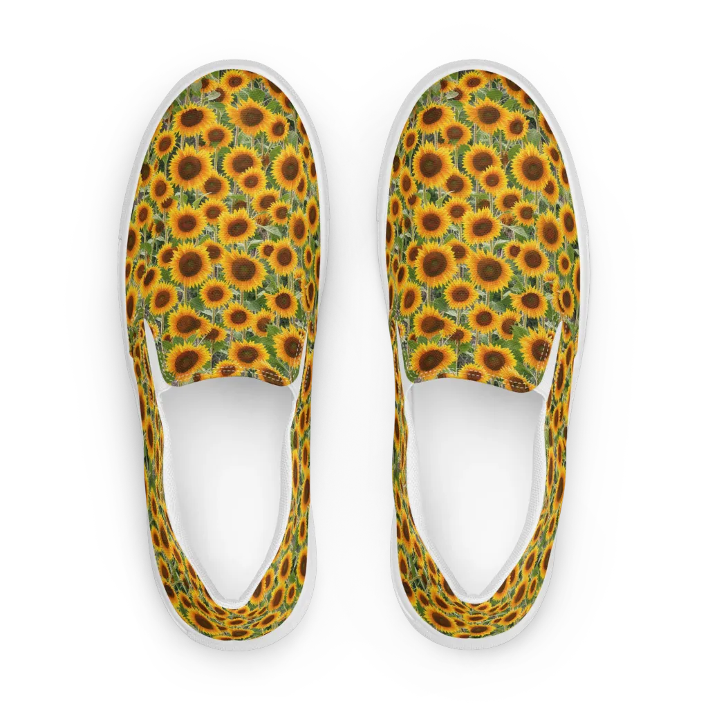 Golden Bloom on Women's Slip-On Canvas Shoes — Front