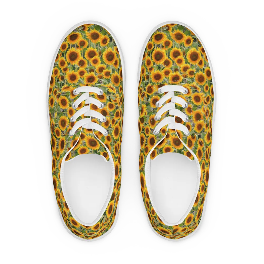 Golden Bloom on Men's Lace-Up Canvas Shoes — Front