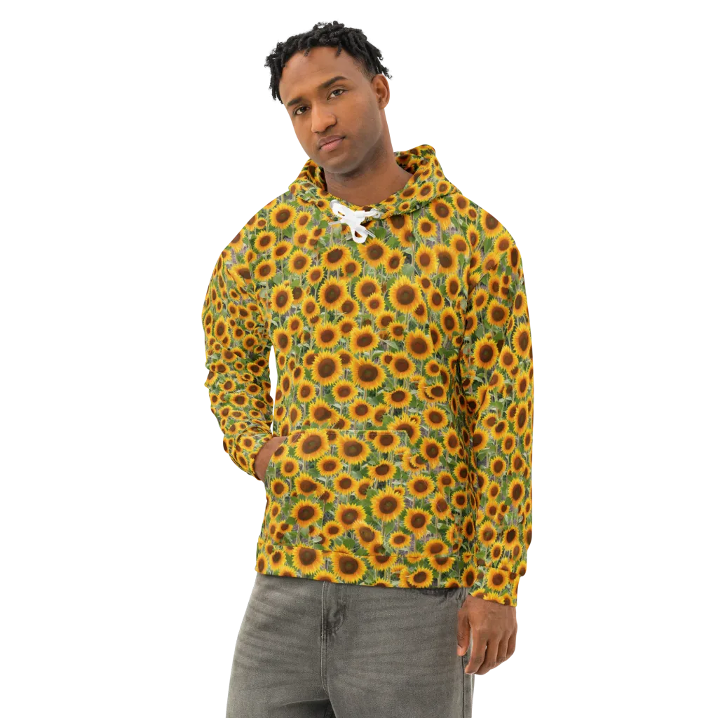 Golden Bloom on Cotton Hoodie — Left Front