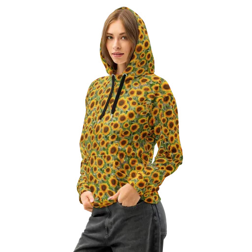 Golden Bloom on a Cotton Hoodie