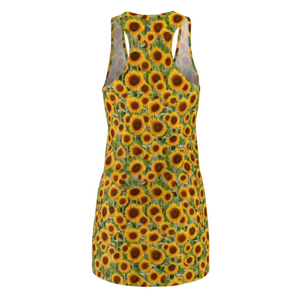 Golden Bloom on Racerback Dress — Back