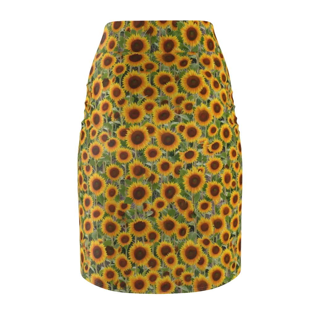 Golden Bloom on Pencil Skirt — Back