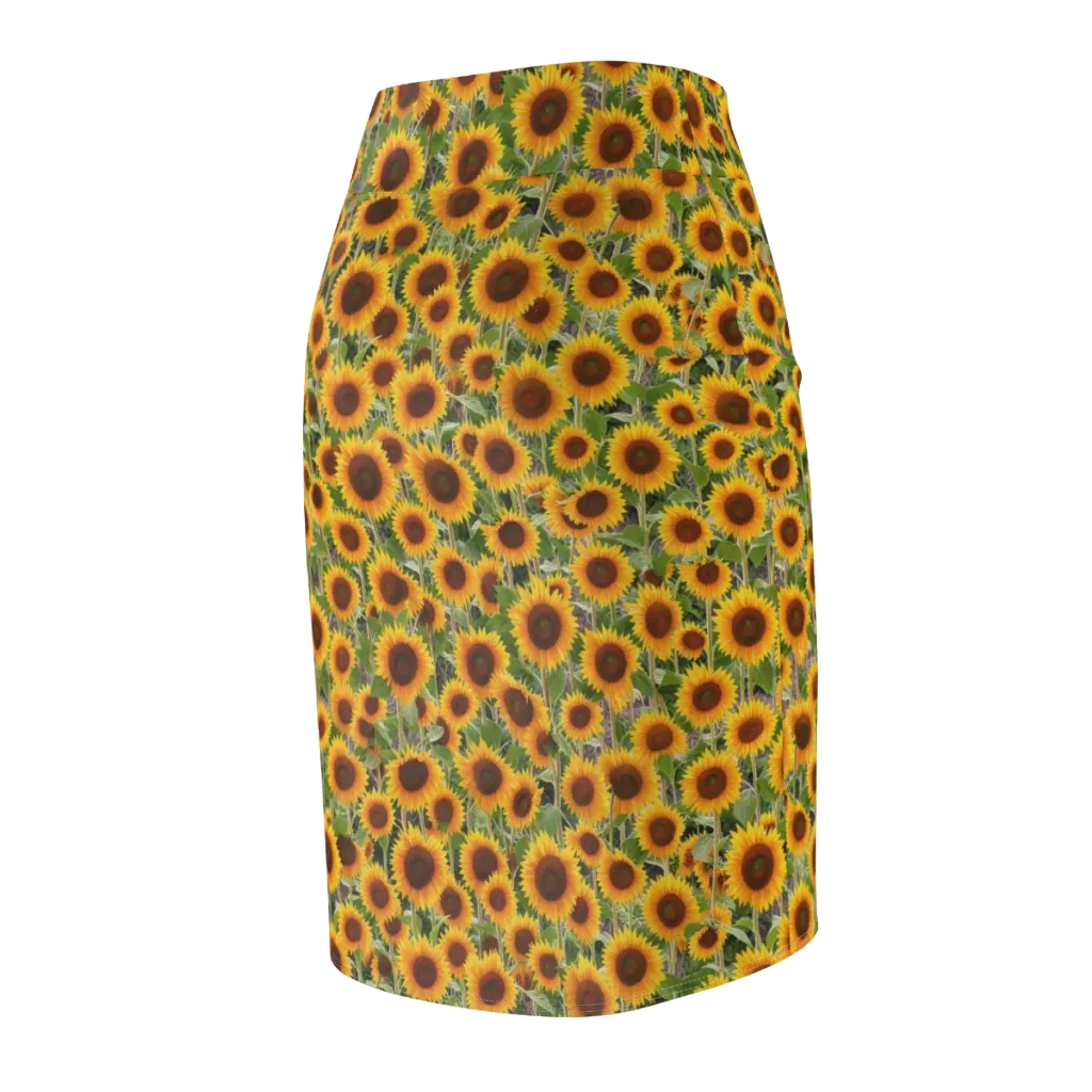 Golden Bloom on Pencil Skirt — Back Side