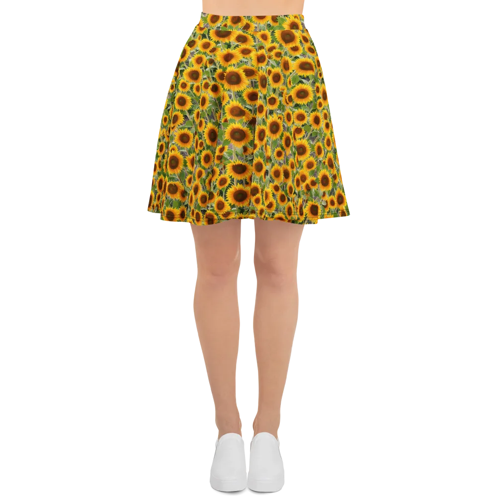 Golden Bloom on Skater Skirt — Front