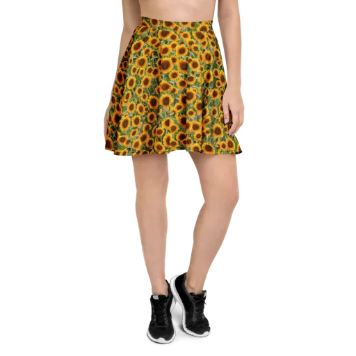 Golden Bloom on a Skater Skirt