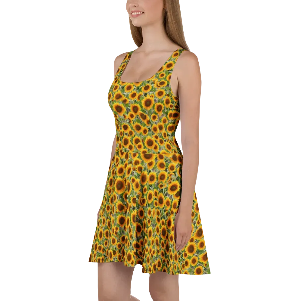 Golden Bloom on Skater Dress — Left