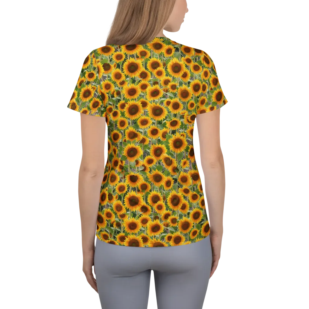 Golden Bloom on Women's Athletic T-Shirt — Back