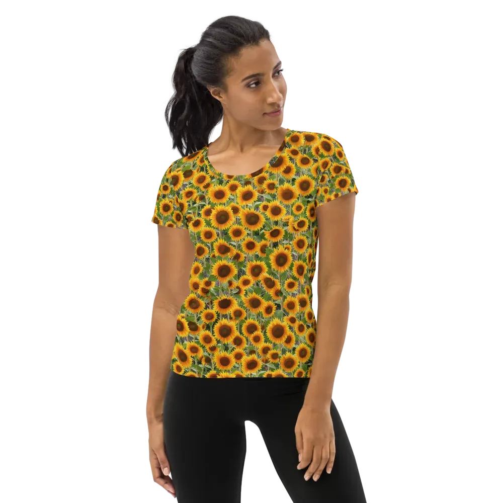 Golden Bloom on Women's Athletic T-Shirt — Front