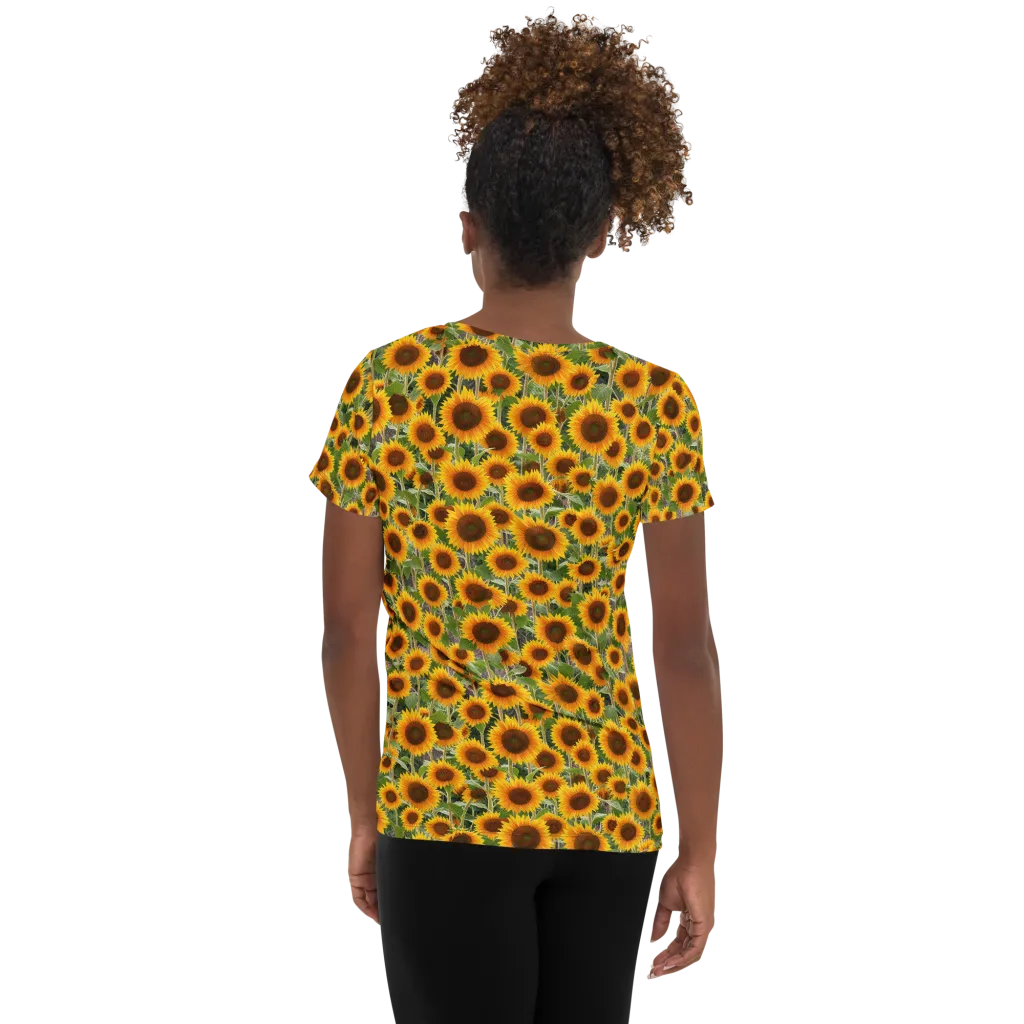 Golden Bloom on Women's Athletic T-Shirt — Back