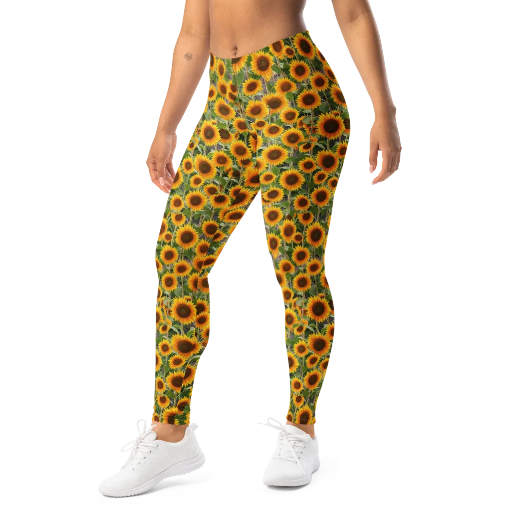 Golden Bloom on Leggings — Left Front